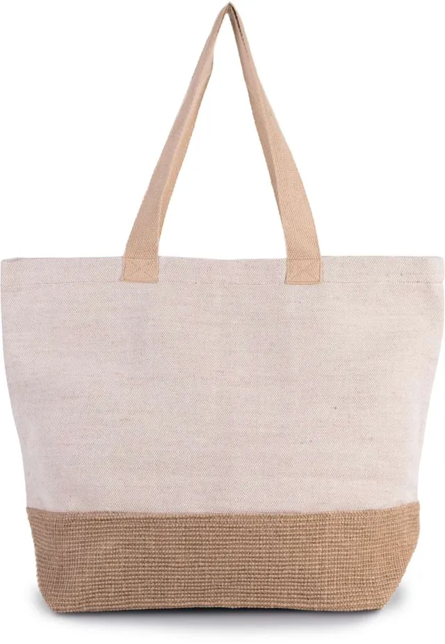 Kimood Rusztikus Pamut/juta keverék női bevásárlótáska (KI0258), Rustic Natural/Natúr színben