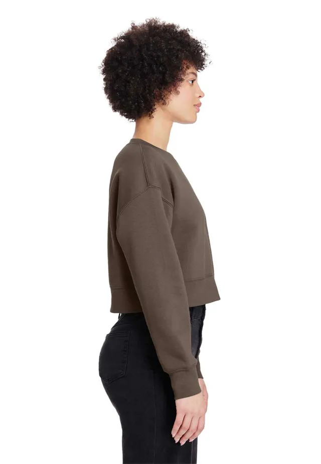 Lane Seven Womens Relaxed crop Crewneck női pulóver (LS88004), modellen
