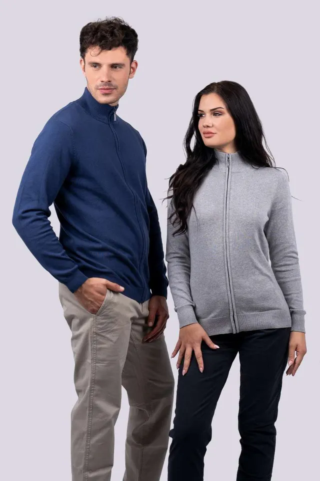 Legend Classics férfi végig cipzáras finomkötött pamut kardigán (LE970), modellen