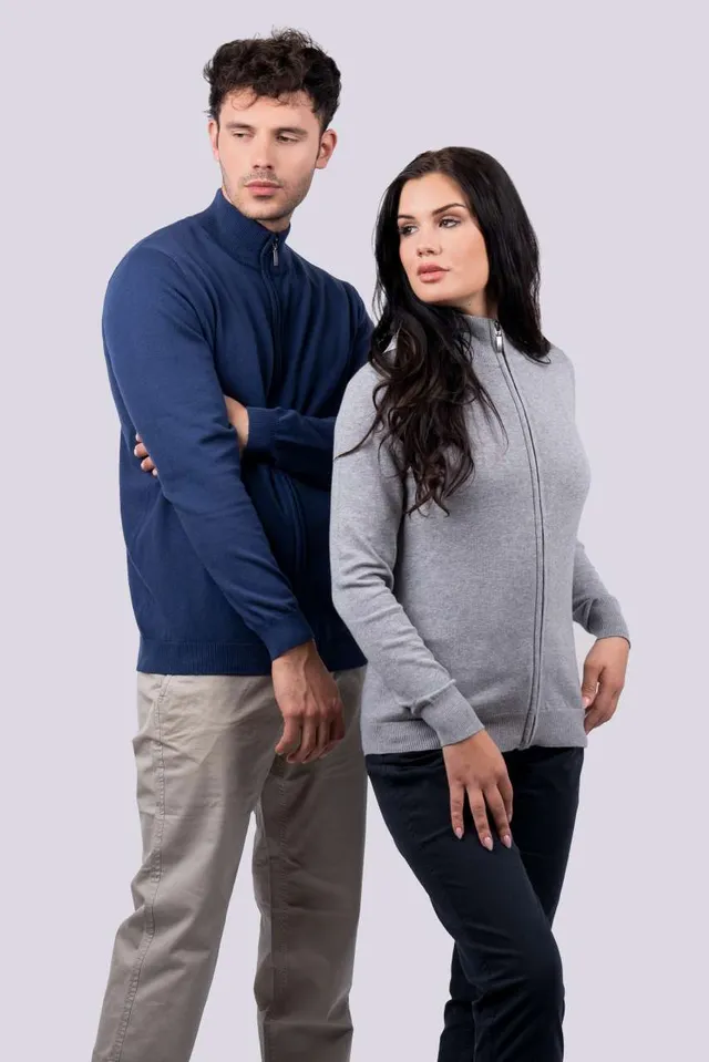 Legend Classics női végig cipzáras finomkötött pamut kardigán (LE971), modellen