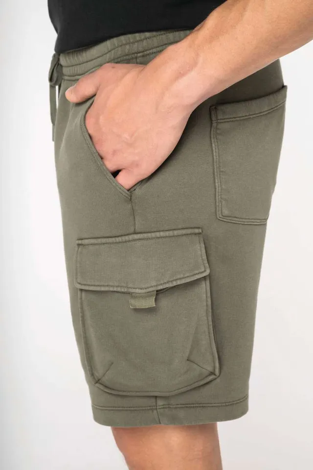 Native Spirit férfi french terry mosott hatású cargo Short nadrág (NS717), modellen