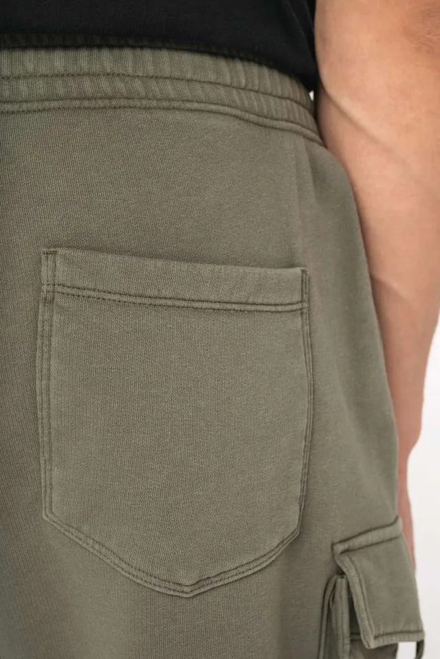 Native Spirit férfi french terry mosott hatású cargo Short nadrág (NS717), modellen