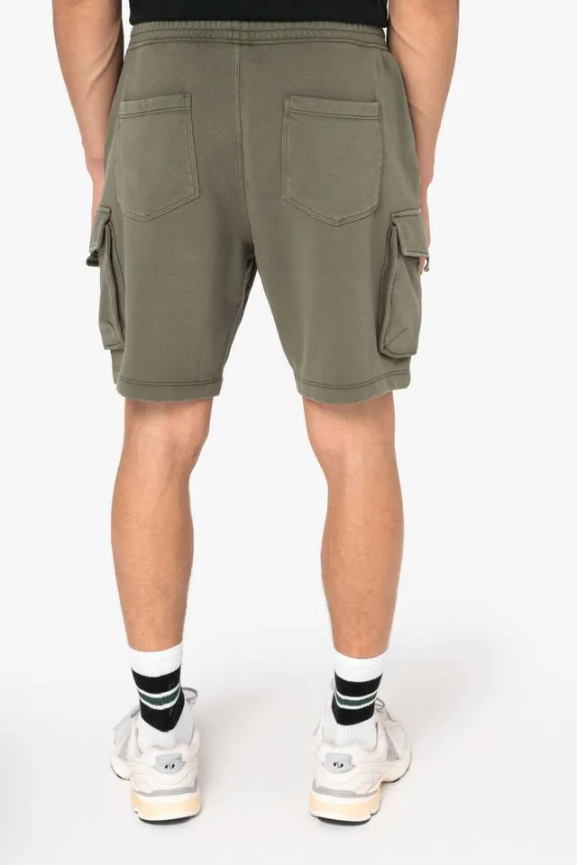 Native Spirit férfi french terry mosott hatású cargo Short nadrág (NS717), modellen