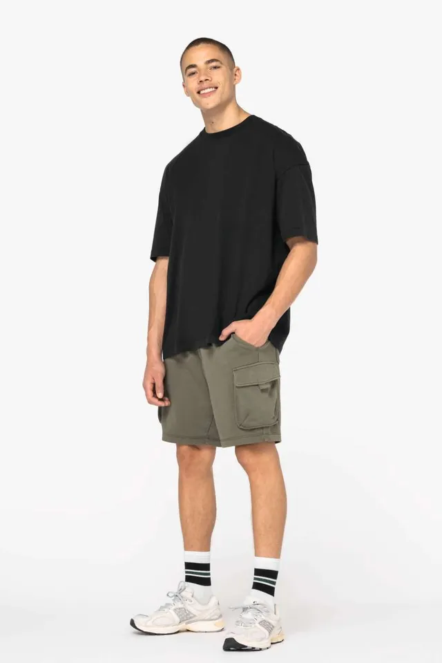 Native Spirit férfi french terry mosott hatású cargo Short nadrág (NS717), modellen