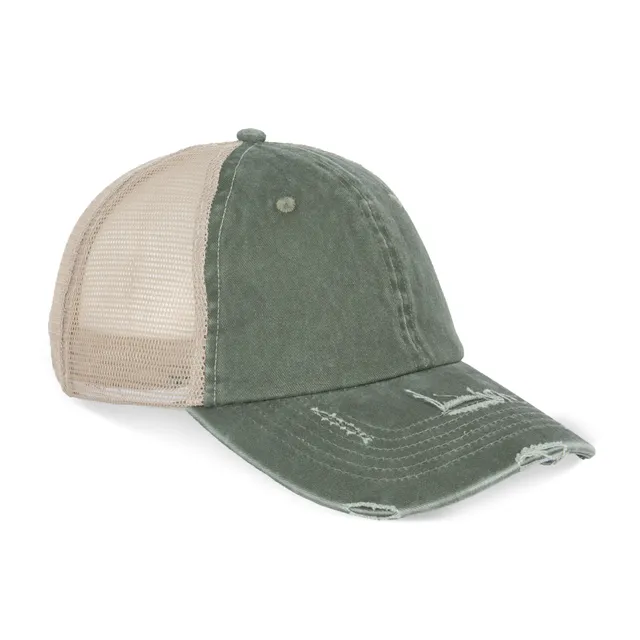 Native Spirit uniszex kopott hatású hálós sapka (NS027), Mosott organikus khaki/Bézs színben