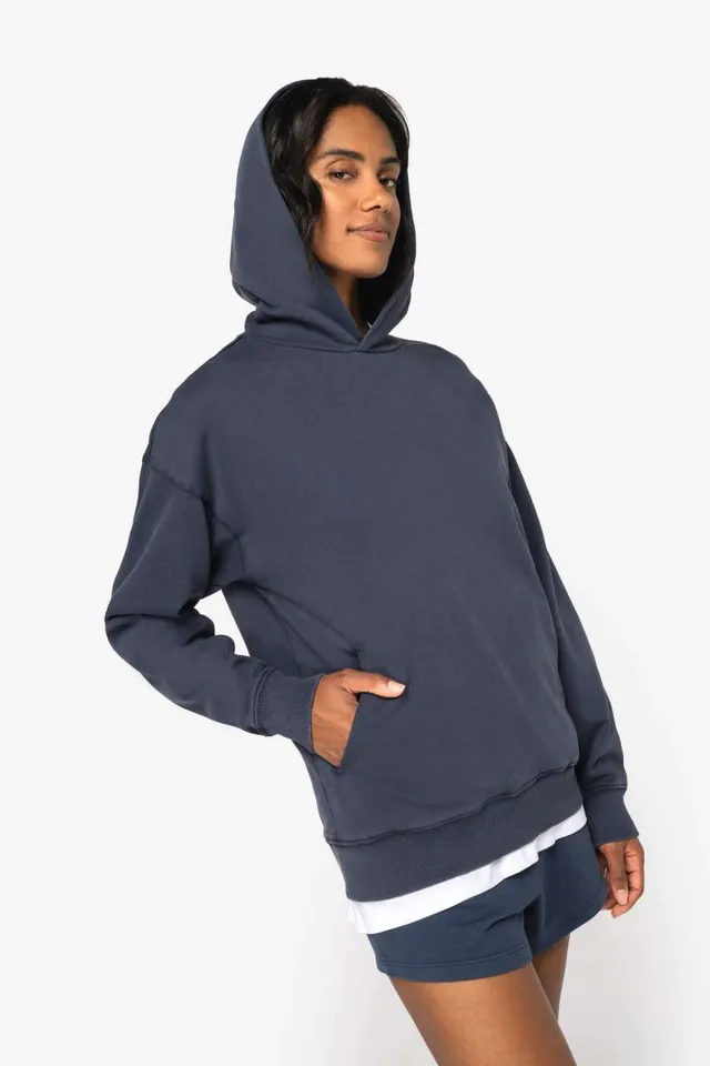 Native Spirit uniszex mosott hatású Oversized kapucnis pulóver (NS448), modellen