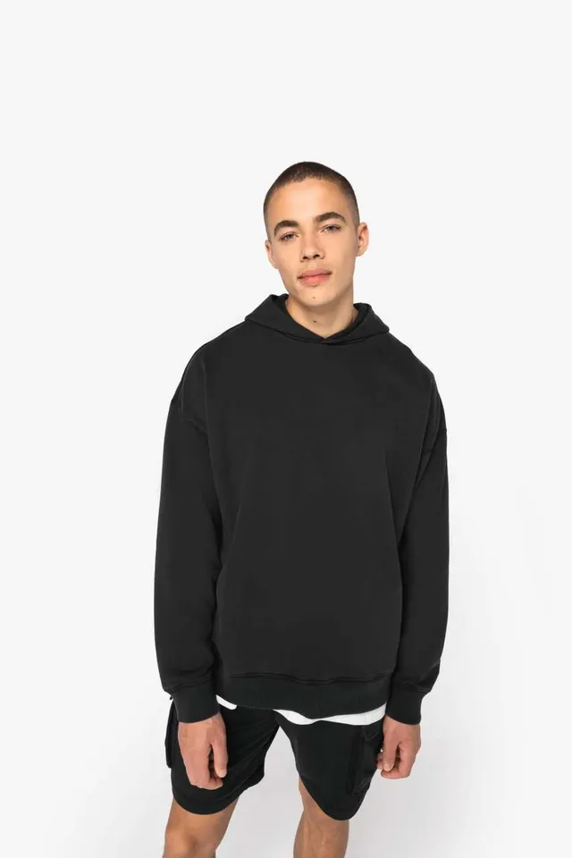Native Spirit uniszex mosott hatású Oversized kapucnis pulóver (NS448), modellen
