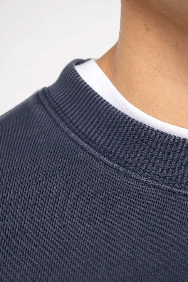 Native Spirit uniszex mosott hatású Oversized környakas pulóver (NS447), modellen