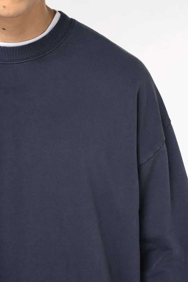 Native Spirit uniszex mosott hatású Oversized környakas pulóver (NS447), modellen