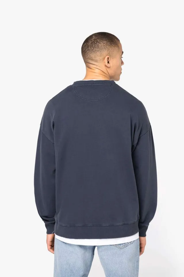 Native Spirit uniszex mosott hatású Oversized környakas pulóver (NS447), modellen