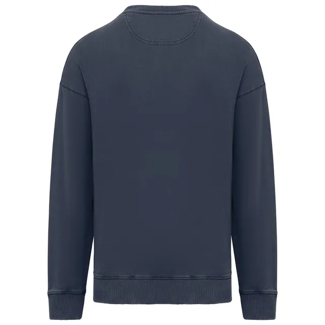 Native Spirit uniszex mosott hatású Oversized környakas pulóver (NS447), Mosott sötétkék színben