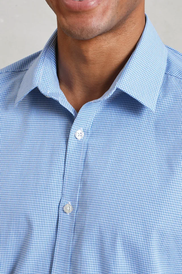 Premier férfi apró kockás (gingham) hosszú ujjú Pamuting (PR220), modellen