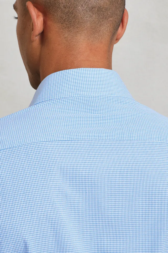Premier férfi apró kockás (gingham) hosszú ujjú Pamuting (PR220), modellen
