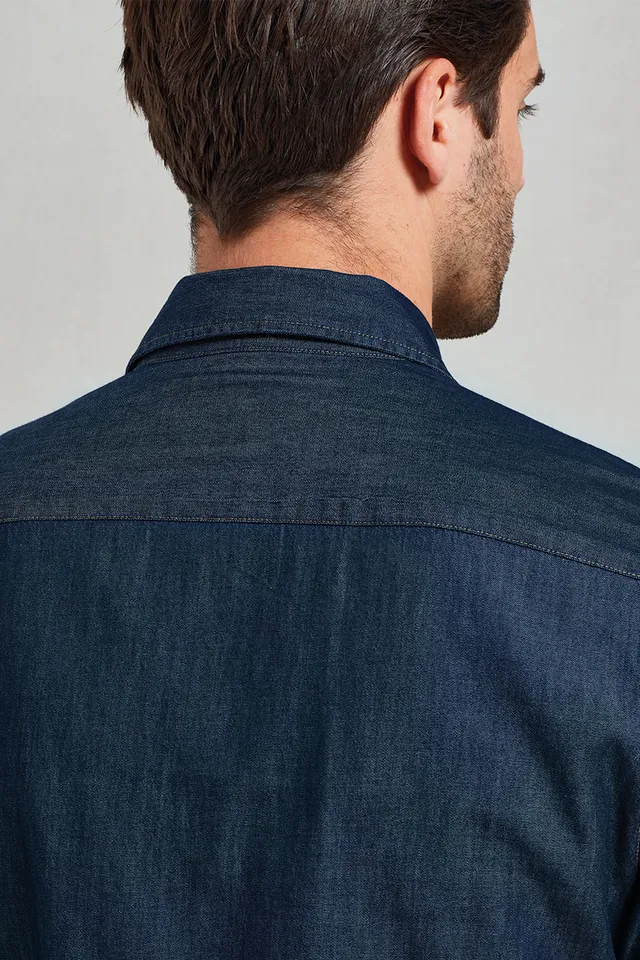 Premier férfi denim ing farmer stílusú tűzéssel (PR222), modellen