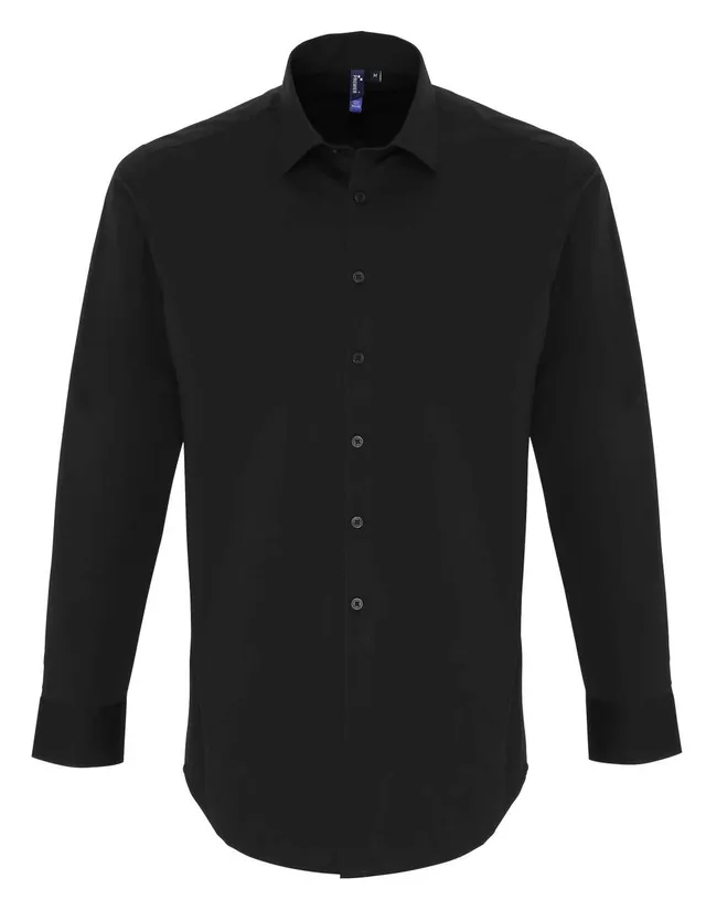 Premier férfi stretch hosszú ujjú poplin pamut ing (PR244)