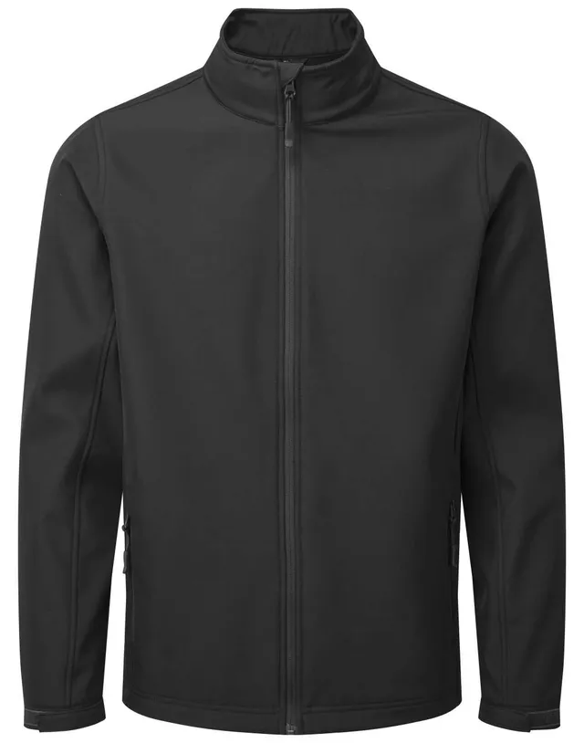 Premier férfi Windchecker® emblémázható & újrahasznosított softshell dzseki (PR810), Fekete színben