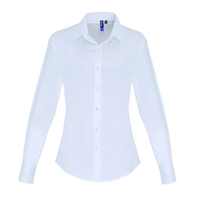 Premier női hosszú ujjú stretch pamut poplin ing (PR344)