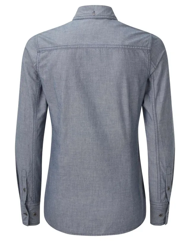 Premier női organikus pamut Chambray Fairtrade ing (PR347), modellen