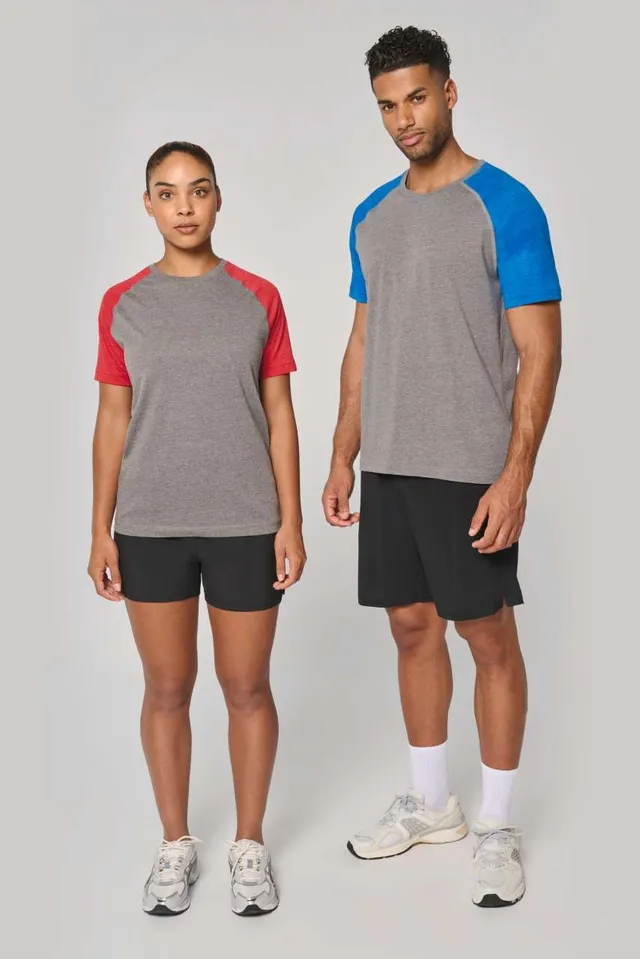 Proact felnőtt Triblend két színű rövidujjú sport póló (PA4010), modellen
