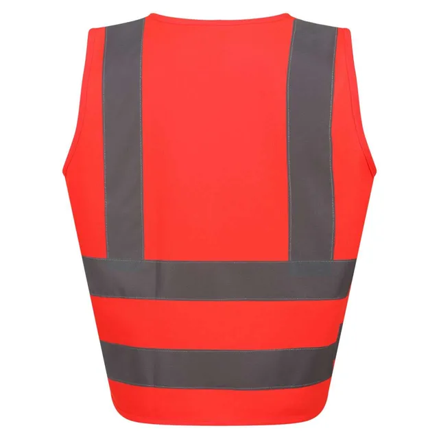 Regatta HI-Vis Pro Junior gyerek mellény (TRSA250), Fluro Red (piros) színben