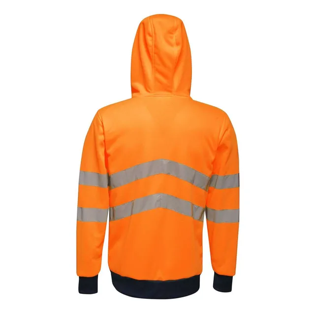 Regatta HI-Vis Pro végig cipzáras kapucnis férfi dzseki (TRA471), Narancssárga/Sötétkék színben