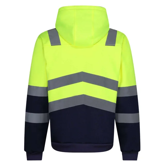 Regatta Pro HI-Vis Full Zip Hoodie férfi (TRF625), Sárga/Sötétkék színben