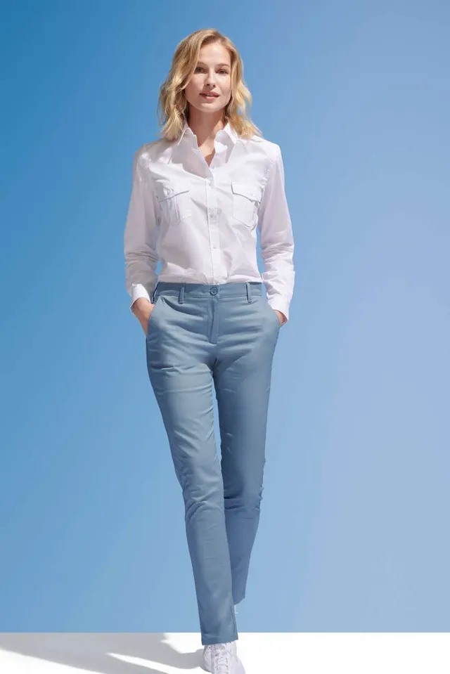 SOL'S Jared - stretch női szaténnadrág (02918), modellen
