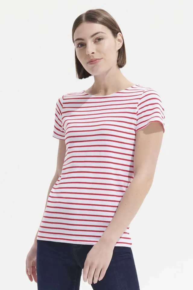 SOL'S Miles Women - környakas csíkos női póló (01399), modellen