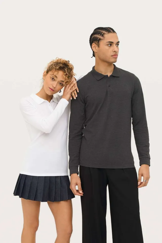 SOL'S Perfect - női hosszú ujjú piké galléros póló (02083), modellen
